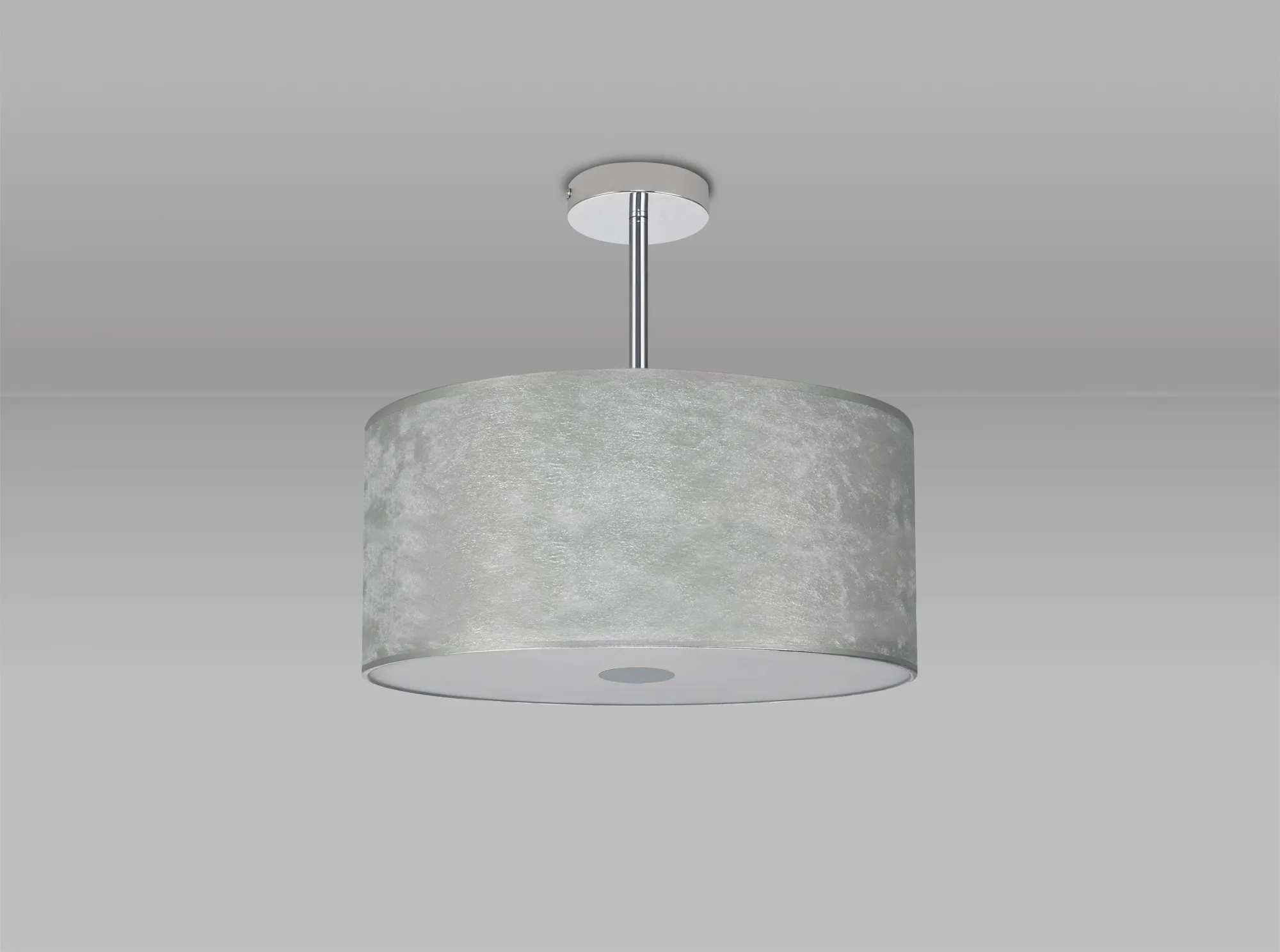 Baymont 40cm Semi Flush 3 Light Polished Chrome, Silver Leaf, Frosted Diffuser DK0792  Deco Baymont CH SL